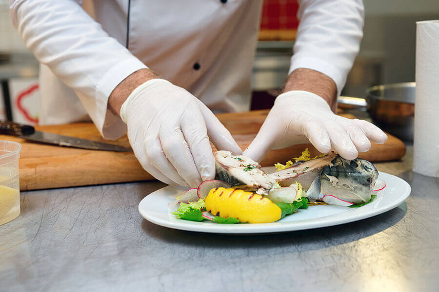 Nitrile gloves are also suitable for hygienic use in kitchens and food establishments Nitrile disposable gloves for professional food preparation in the kitchen