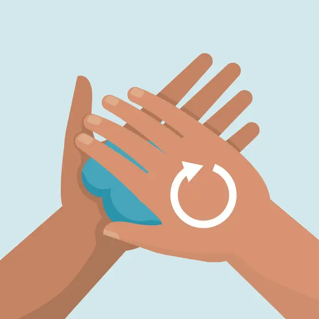 Handflächen und Handrücken Desinfektionsmittel gründlich in die Handflächen und auf dem Handrücken verreiben