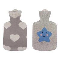 Hot water bottle with knitted cotton cover in different...