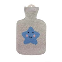 Hot water bottle with knitted cotton cover in different variants