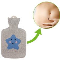Hot water bottle with knitted cotton cover in different variants