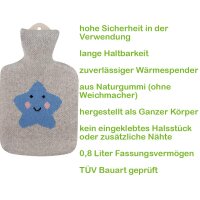 Hot water bottle with knitted cotton cover in different variants