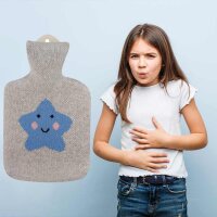 Hot water bottle with knitted cotton cover in different variants