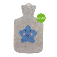 Hot water bottle with knitted cotton cover in different variants