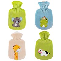 Hot water bottle with velour cover
