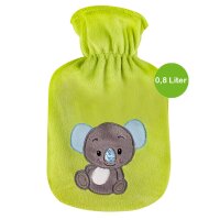 Hot water bottle with velour cover