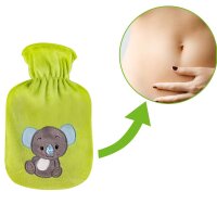 Hot water bottle with velour cover