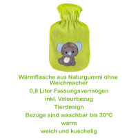 Hot water bottle with velour cover