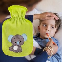 Hot water bottle with velour cover