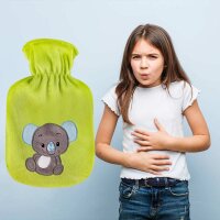 Hot water bottle with velour cover