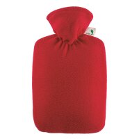 Hugo Frosch Classic Hot Water Bottle 1.8 L, Fleece Cover, Red or Blue
