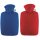 Hugo Frosch Classic Hot Water Bottle 1.8 L, Fleece Cover, Red or Blue