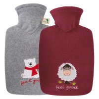 Hugo Frosch Classic hot water bottle 1.8 L, fleece cover...