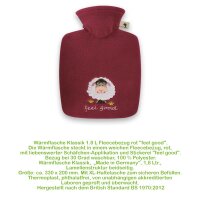 Hugo Frosch Classic hot water bottle 1.8 L, fleece cover "feel good", gray or red