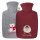 Hugo Frosch Classic hot water bottle 1.8 L, fleece cover "feel good", gray or red