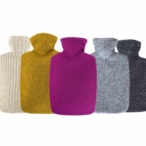 Hugo Frosch Classic Hot Water Bottle 1,8 L, Knitted Cover Lurex, various. Colors
