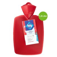 Hugo Frosch Classic Hot Water Bottle 1.8 L, Half Lamelle, Sanitized, mint or red