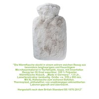 Hugo Frosch Classic Hot Water Bottle 1.8 L, Long Hair...