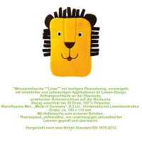 Hugo Frosch Mini Hot Water Bottle 0.2 L, Fleece Cover, Lion