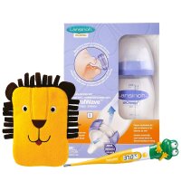 Baby set with baby bottle, fever thermometer and small...