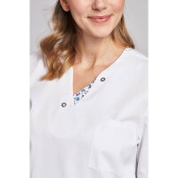 Leiber Slip-on Casaques for ladies, short sleeve, side/chest pockets, white, size XS-3XL