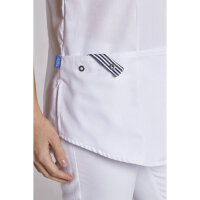 Leiber Slip-on Casaques for ladies, short sleeve, large 3-part pocket, white, size XS-3XL