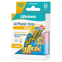 Lifemed® Plaster strips KIDS, 6 x 1,7cm, 10/40 pieces, various patterns