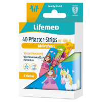 Lifemed® Plaster strips KIDS, 6 x 1,7cm, 10/40 pieces, various patterns