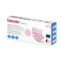 Medical masks, Mouth guard, 3-ply, Beurer, pink, 10/20...