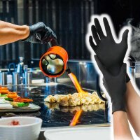 Tattoo Latex Gloves by MaiMed, black, powder-free, 100 items