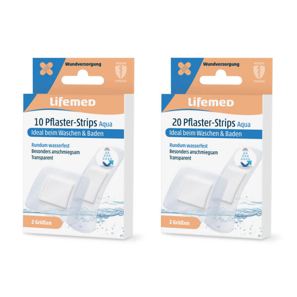Plaster strips Aqua, transparent, from Lifemed®, 2 sizes