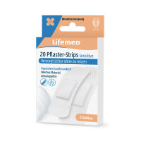 Plaster strips Sensitive, white, from Lifemed®, 2 sizes
