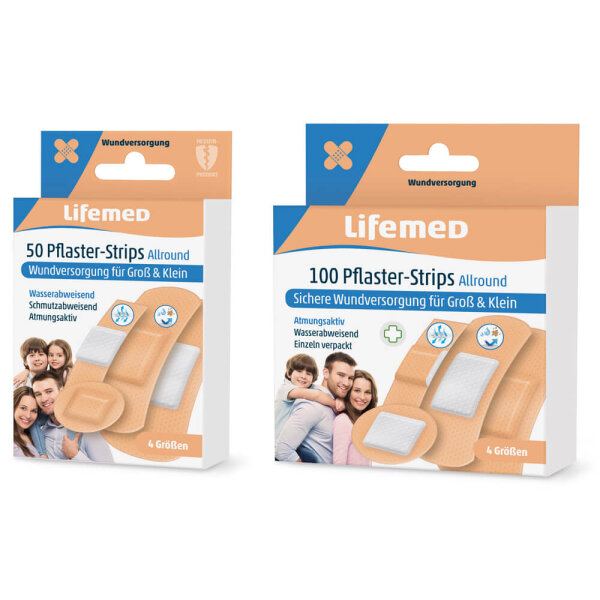 Plaster strips Allround, skin colored, from Lifemed®, 4 sizes