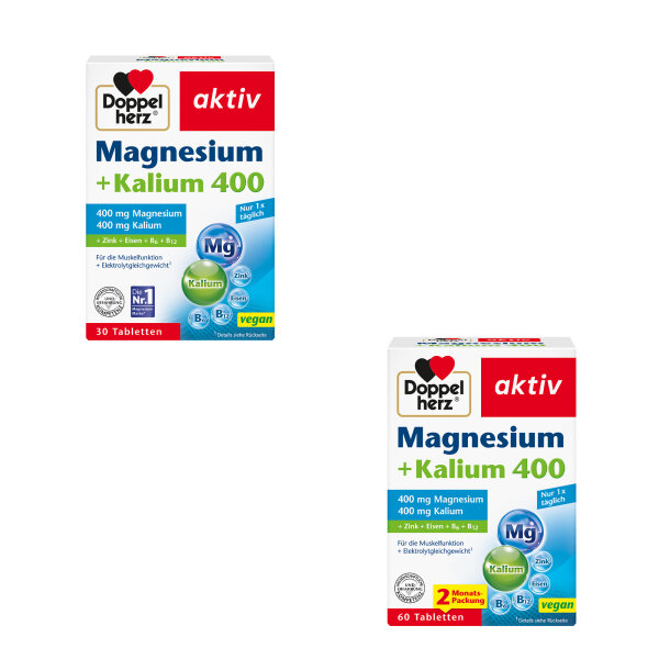 Doppelherz aktiv Magnesium 400 + Potassium in various Tablets