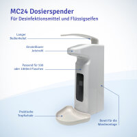 Dispenser with Long Arm Lever for 500 and 1000ml Euro Bottles, white