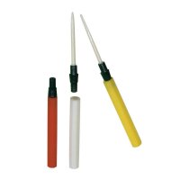 Behrend quill toothpicks, with shell, against tooth...