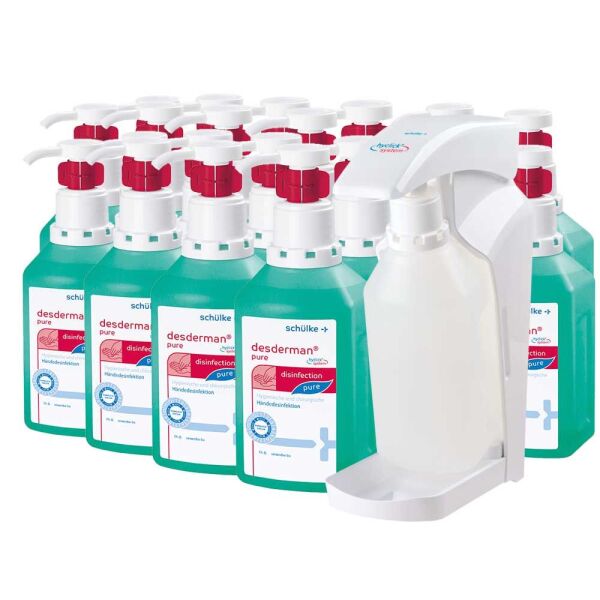 SchÃ¼lke hyclickÂ®-Set, 20x 500ml desdermanÂ® + 1x dispenser