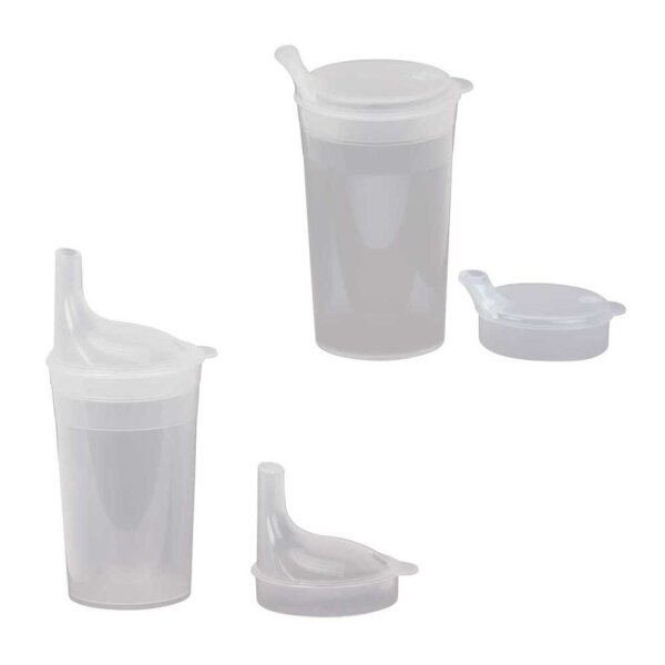 Drinking cup-set transparent, 2 mouthpieces tea/porridge, 250ml