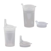 Drinking cup-set transparent, 2 mouthpieces tea/porridge,...