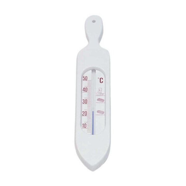 Behrend bath thermometer, boat shape, handle mercury free, colors