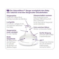 Lansinoh NaturalWave™ baby bottle nipple, BPA free, 2 items, size S-L