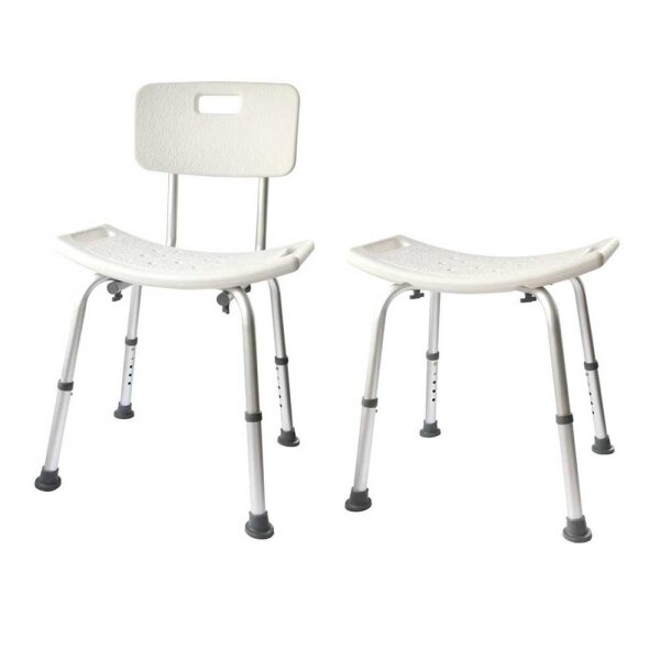 Behrend rectangular shower seat, height 34-44cm, with/without backrest