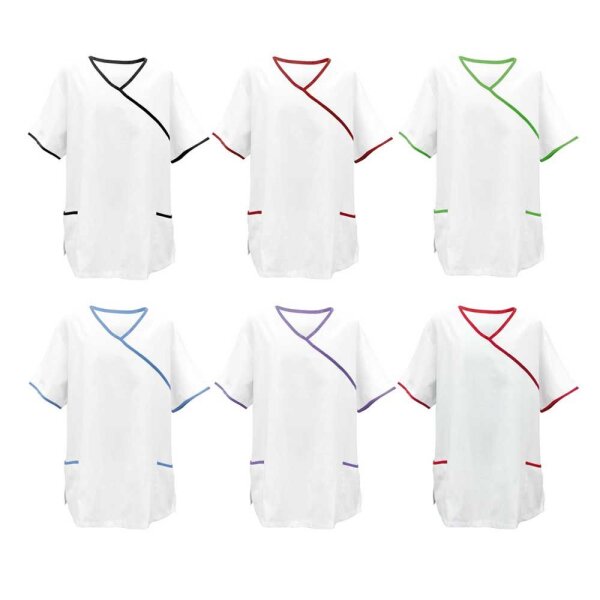 Exner Tunic, White, Asia-Style, Pockets, Coloured Piping, size/Colours