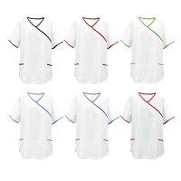 Exner Tunic, White, Asia-Style, Pockets, Coloured Piping,...
