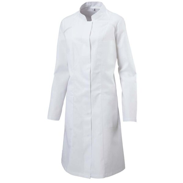 Exner Ladies Coat, Long Sleeve, Stand-Up Collar, Slit, White, size